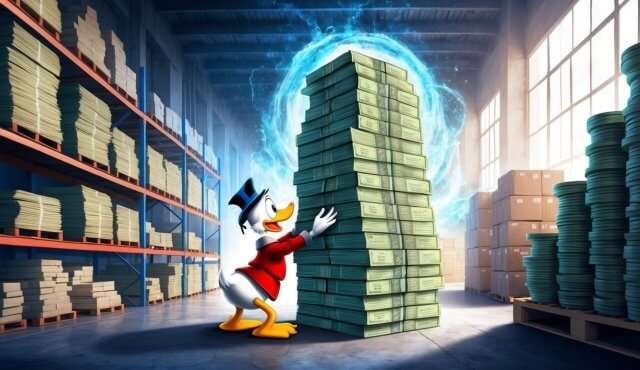 Rente op rente berekenen zoals Dagobert Duck in zijn pakhuis.