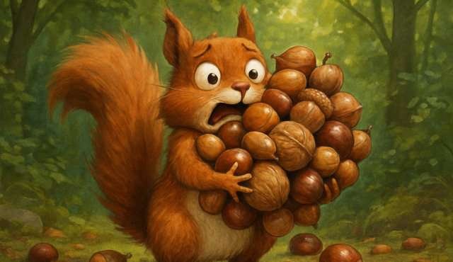 Lumpsum betekenis. Zoals afgebeeld de eekhoorn die in een keer alles wil.